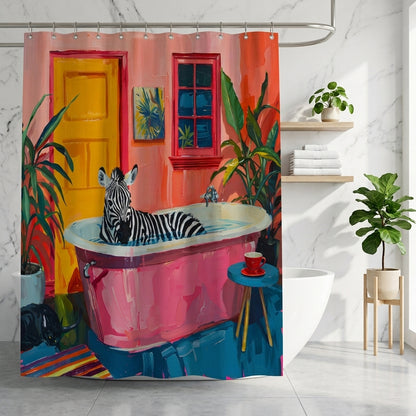 Tenda Doccia Zebra Rosa Impermeabile Decorativa Bagno | Vallabella