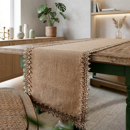 Runner Tavolo Juta Naturale Decorativo Rustico Elegante | Casarosa