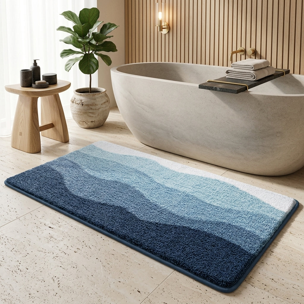 Tappeto Bagno Onde Assorbente Antiscivolo Morbido Lavabile | Luceria