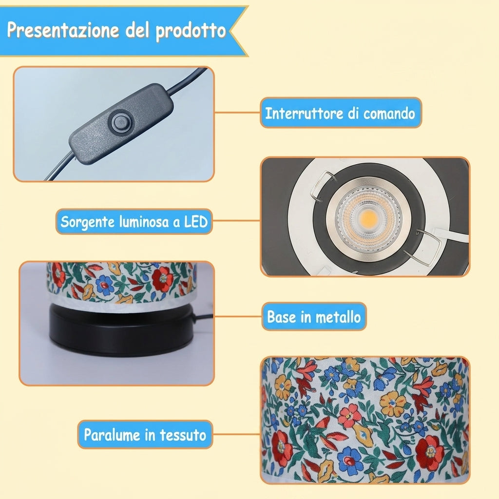 Lampada da Tavolo Floreale Botanica con Paralume Decorativo | Bellafiaba