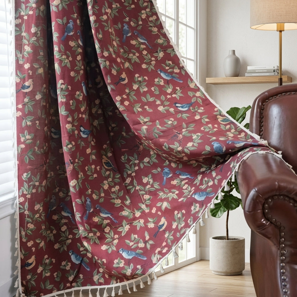 Floreale Intrecciato con Nappe Semi Oscurante Tenda Finestra | Pietrafina