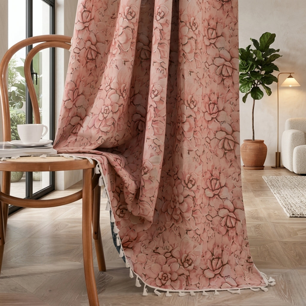 Floreale Intrecciato con Nappe Semi Oscurante Tenda Finestra | Pietrafina