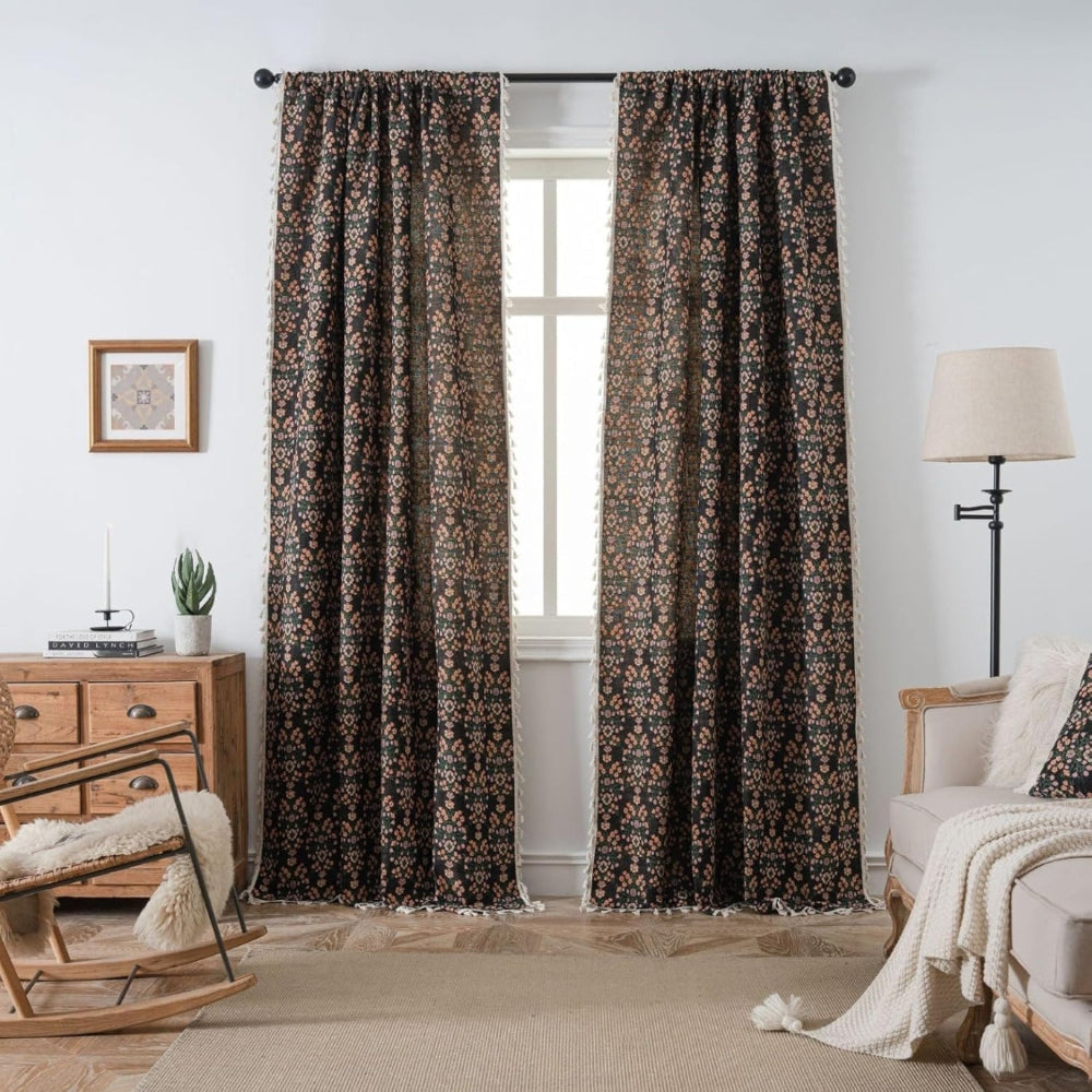 Floreale Intrecciato con Nappe Semi Oscurante Tenda Finestra | Pietrafina