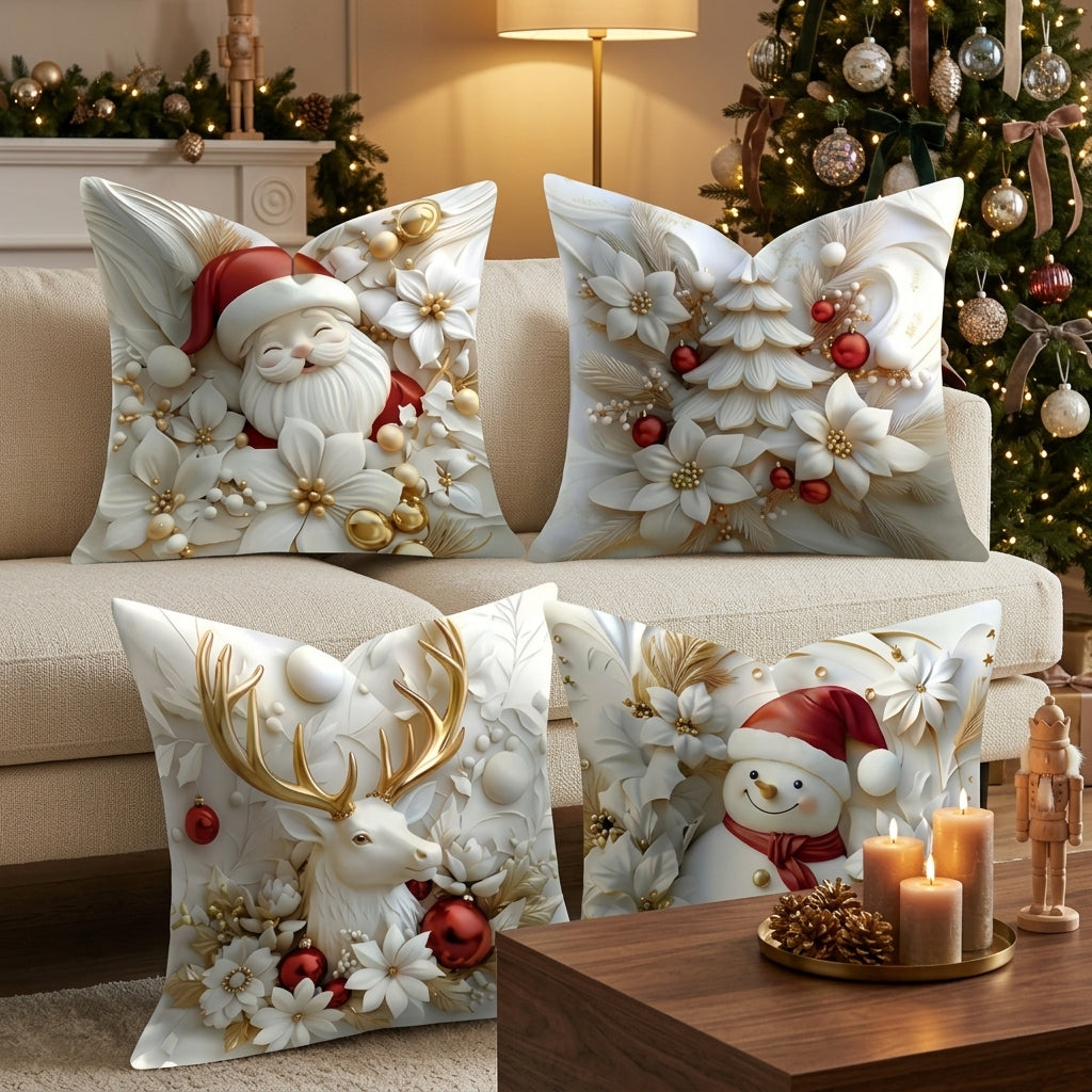 Natale Velluto Decorativo Copricuscini Set 4 Pezzi Festivi | Vallalieta