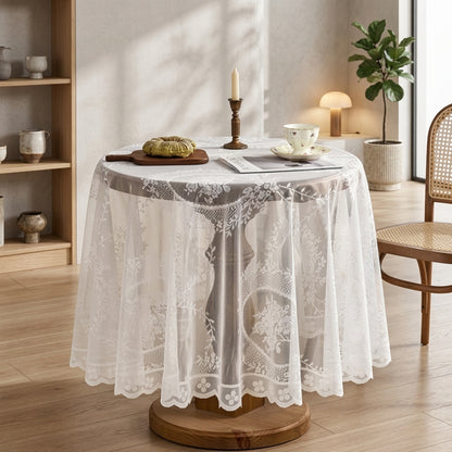 Tovaglia Rotonda Floreale in Pizzo Trasparente Decorativo | Lucemattina