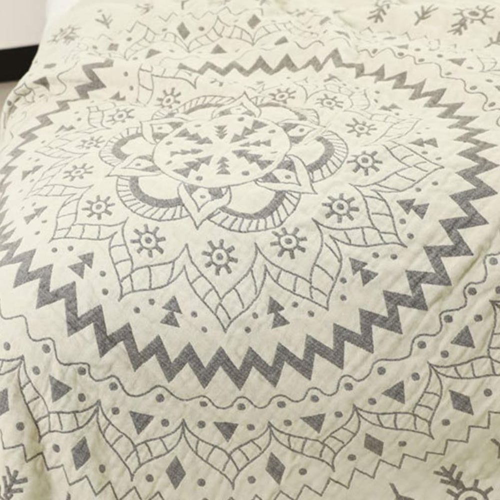 Mandala Floreale Coperta Reversibile Cotone Morbida Decorativa | Casalumea