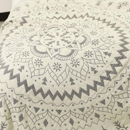 Mandala Floreale Coperta Reversibile Cotone Morbida Decorativa | Casalumea
