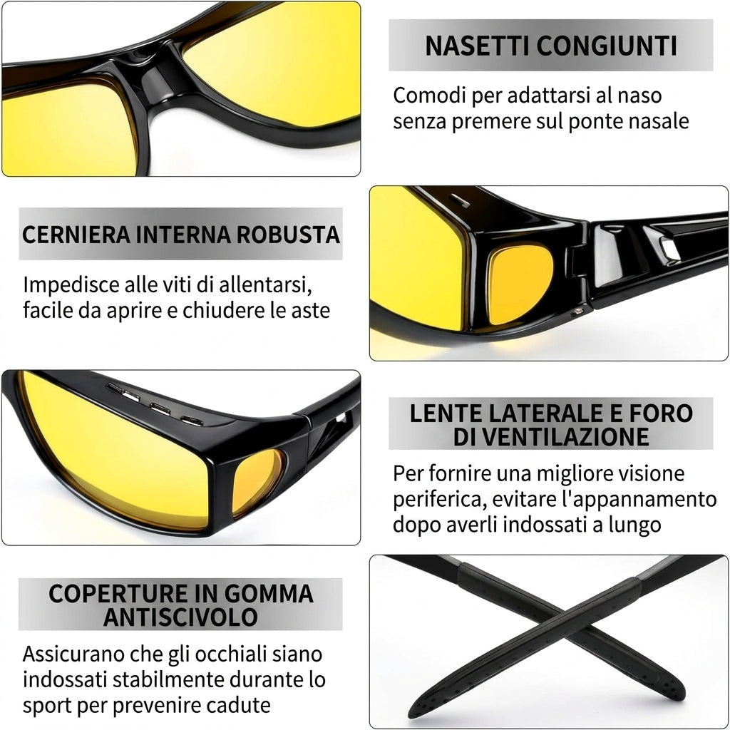 Occhiali Polarizzati per Guida Notturna Anti Riflesso Leggeri | Azzurina