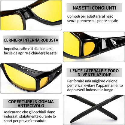 Occhiali Polarizzati per Guida Notturna Anti Riflesso Leggeri | Azzurina