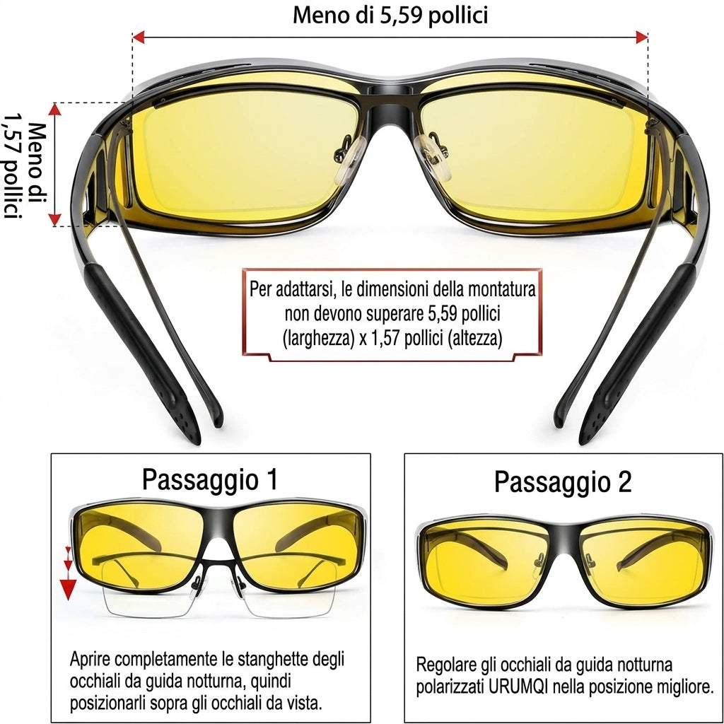 Occhiali Polarizzati per Guida Notturna Anti Riflesso Leggeri | Azzurina