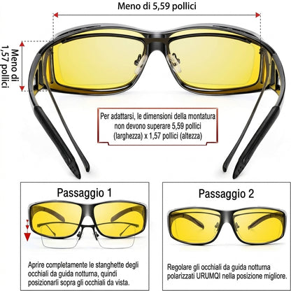 Occhiali Polarizzati per Guida Notturna Anti Riflesso Leggeri | Azzurina