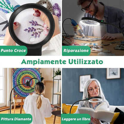 Lente Ingrandente LED Regolabile per Lettura Hobby e Lavoro | Avellora