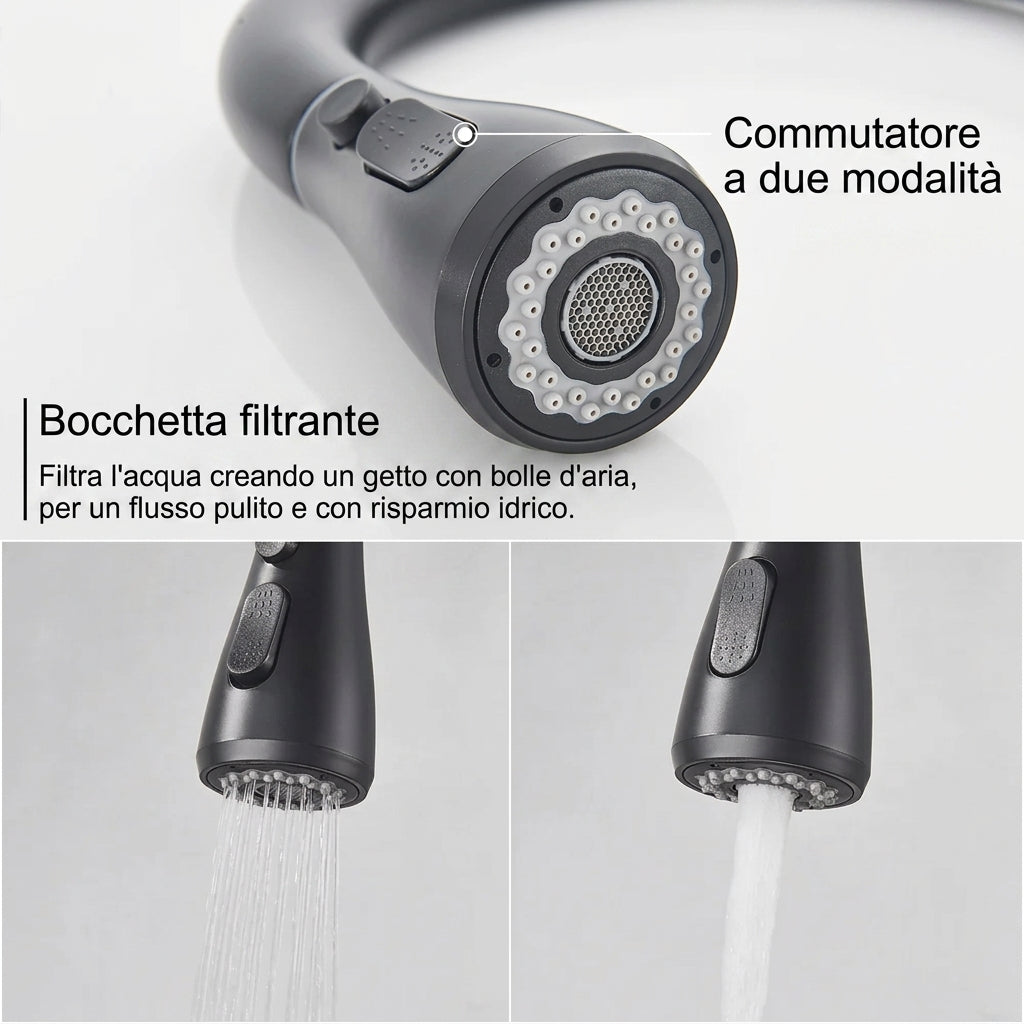 Rubinetto Cucina Telescopico Monocomando con Doccetta Estraibile | Aurabella