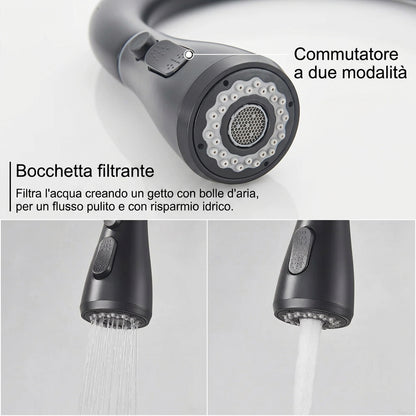 Rubinetto Cucina Telescopico Monocomando con Doccetta Estraibile | Aurabella