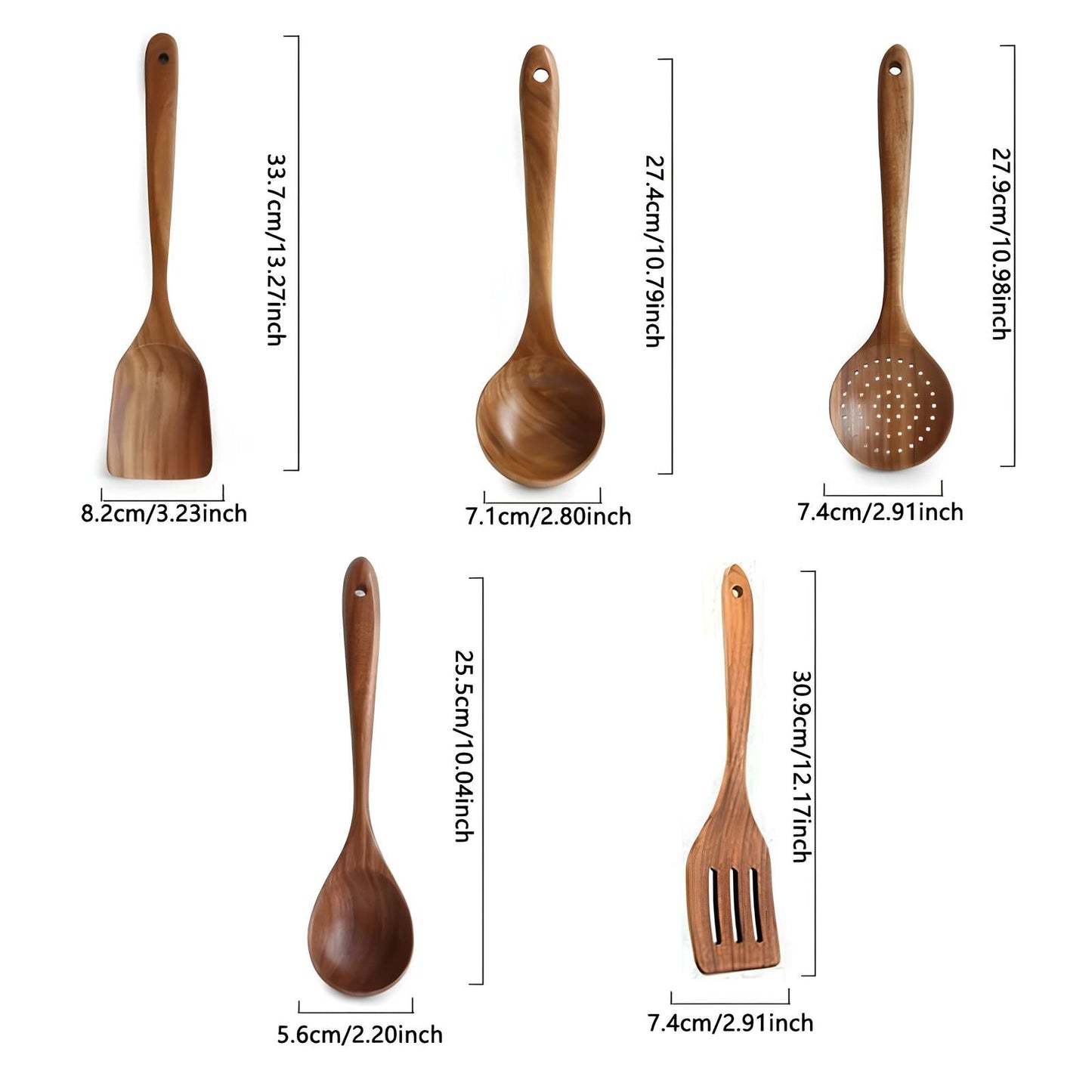 Set di Utensili da Cucina in Legno Naturale Spatola Mestolo | Casadora