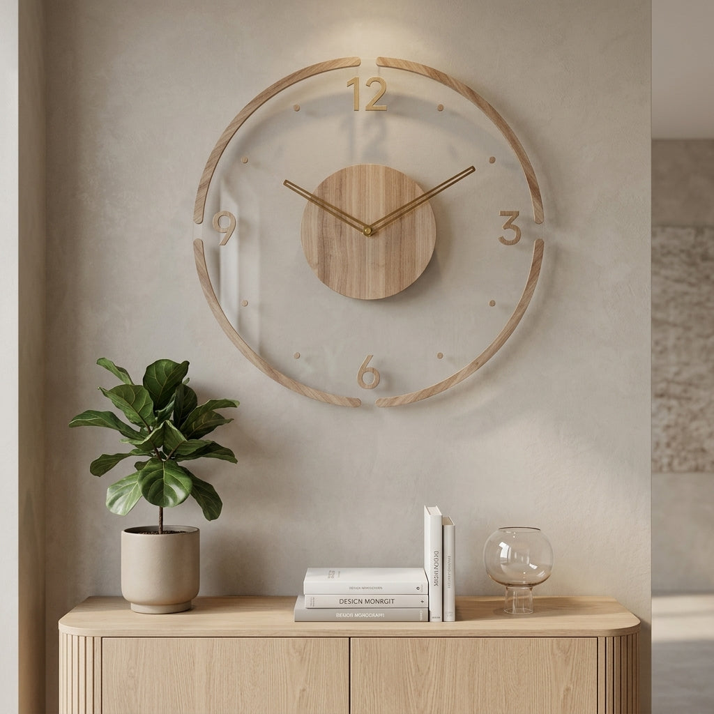 Orologio Scandinavo Minimalista Da Parete Con Struttura In Legno E Quarzo Silenzioso | Celestina