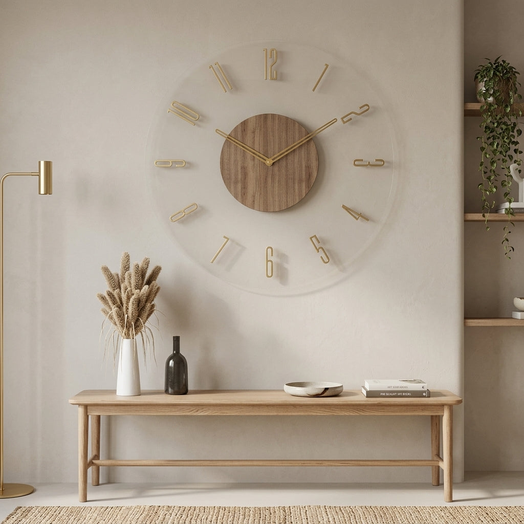 Orologio Scandinavo Minimalista Da Parete Con Struttura In Legno E Quarzo Silenzioso | Celestina