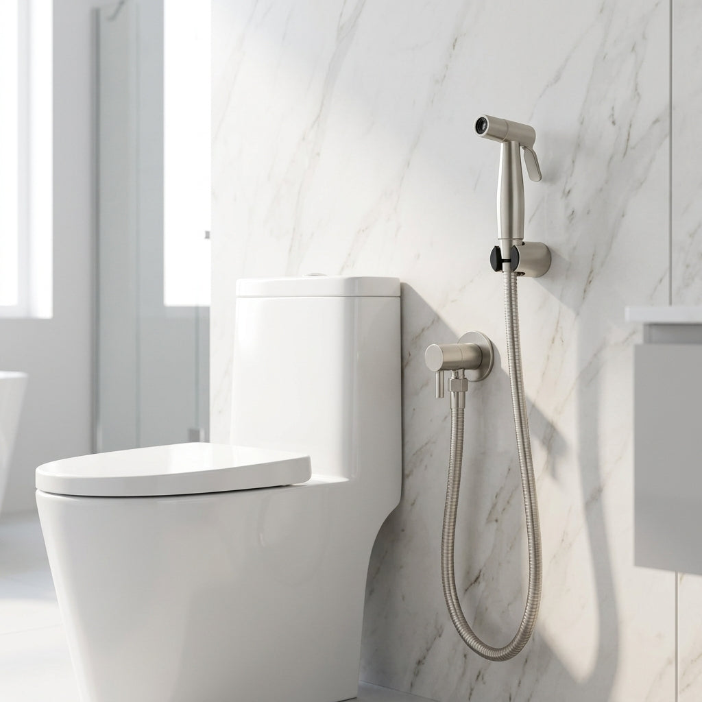 Doccetta Bidet In Acciaio Inossidabile Con Spruzzo Regolabile E Supporto A Parete | Cerabella