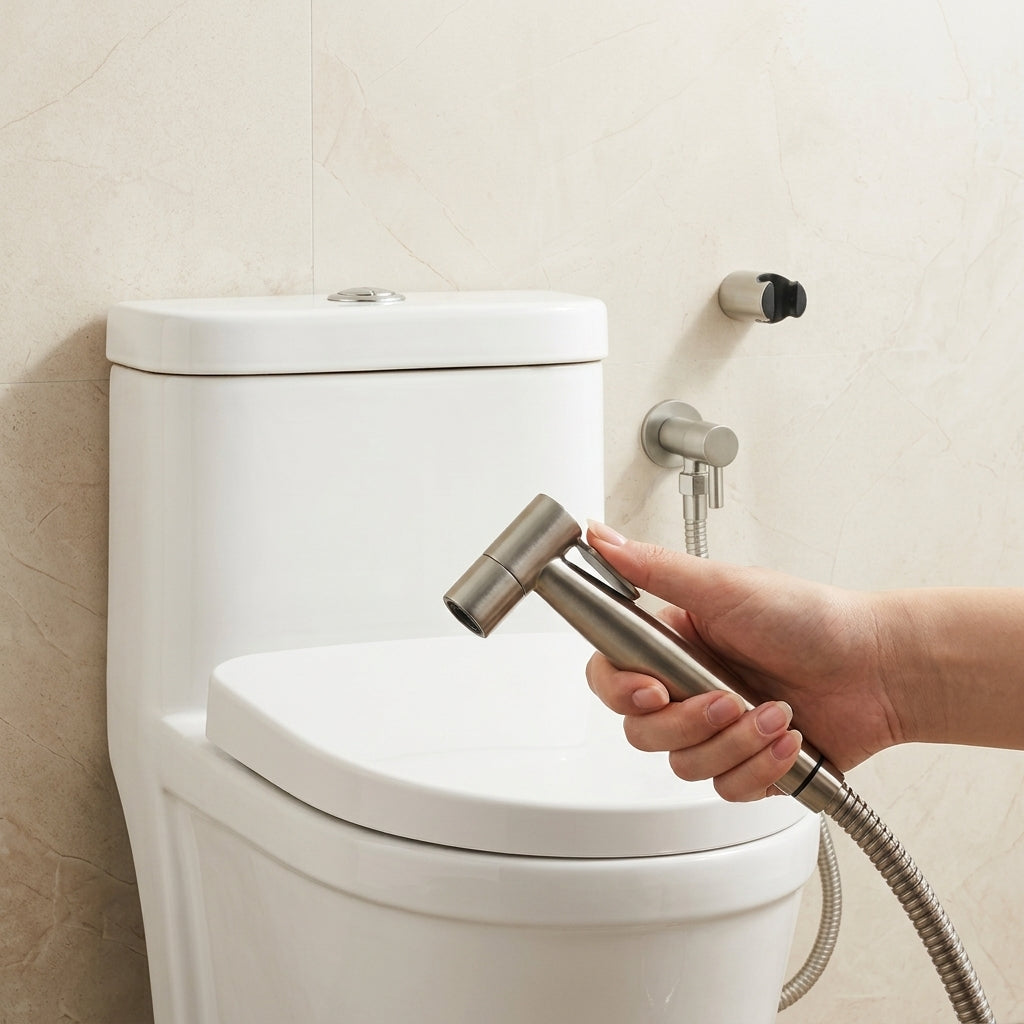 Doccetta Bidet In Acciaio Inossidabile Con Spruzzo Regolabile E Supporto A Parete | Cerabella
