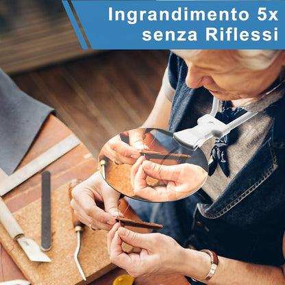 Lente D'Ingrandimento 5X A Mani Libere Con Collo Regolabile Per Lettura Cucito | Chiaraluce
