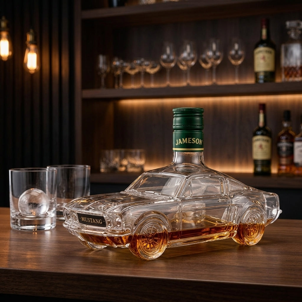 Decanter Per Whiskey Con Design Auto In Vetro Artigianale E Tappo Decorativo | Collavento