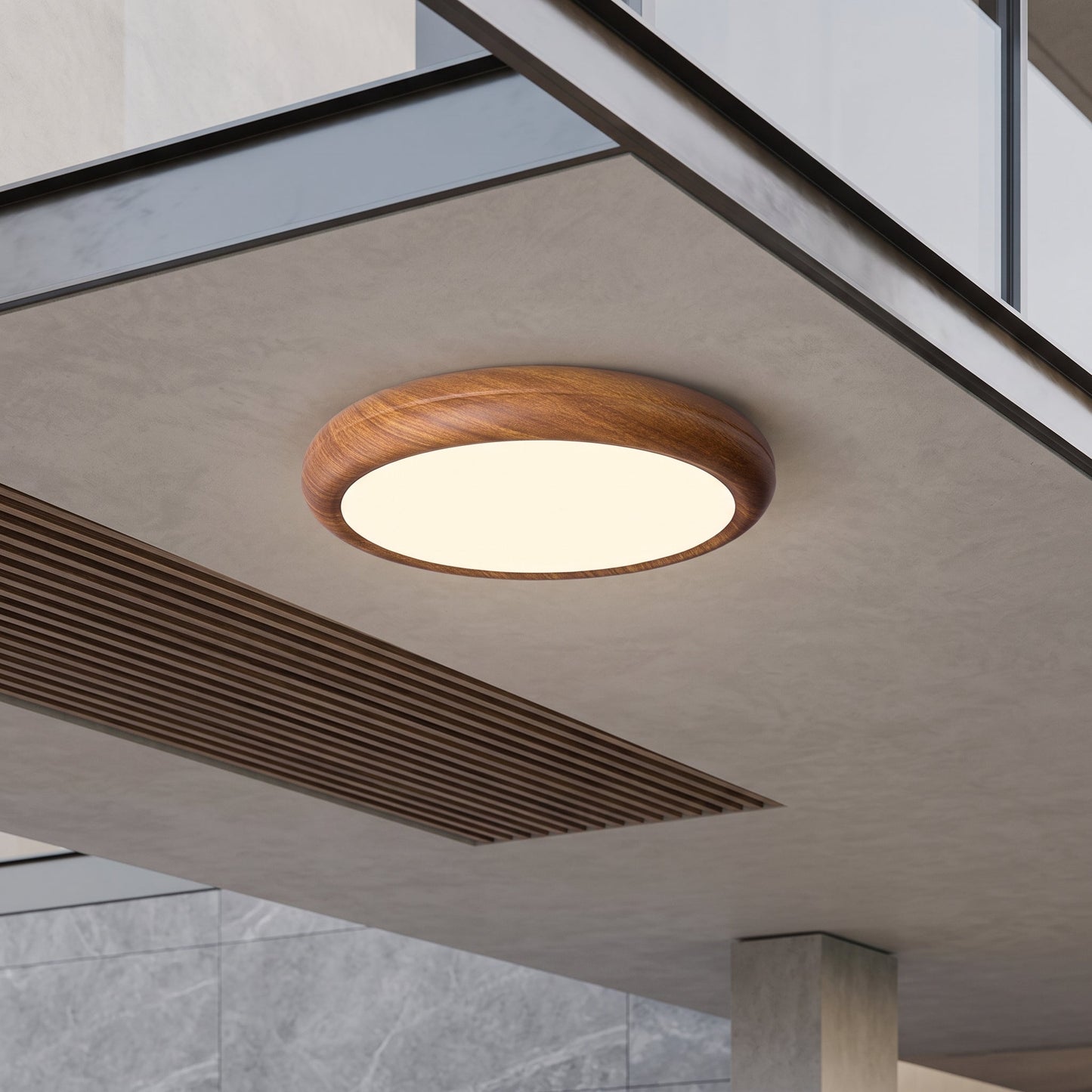 Plafoniera Rotonda Moderna Effetto Legno | Legnovia