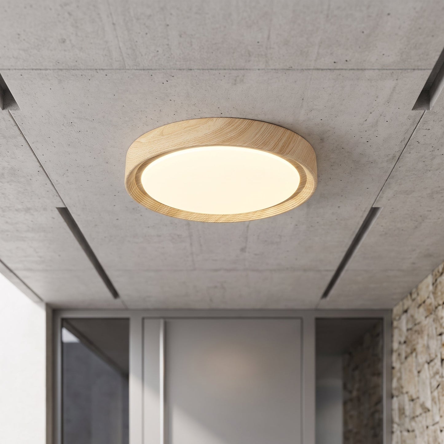 Plafoniera Rotonda Moderna Effetto Legno | Legnovia