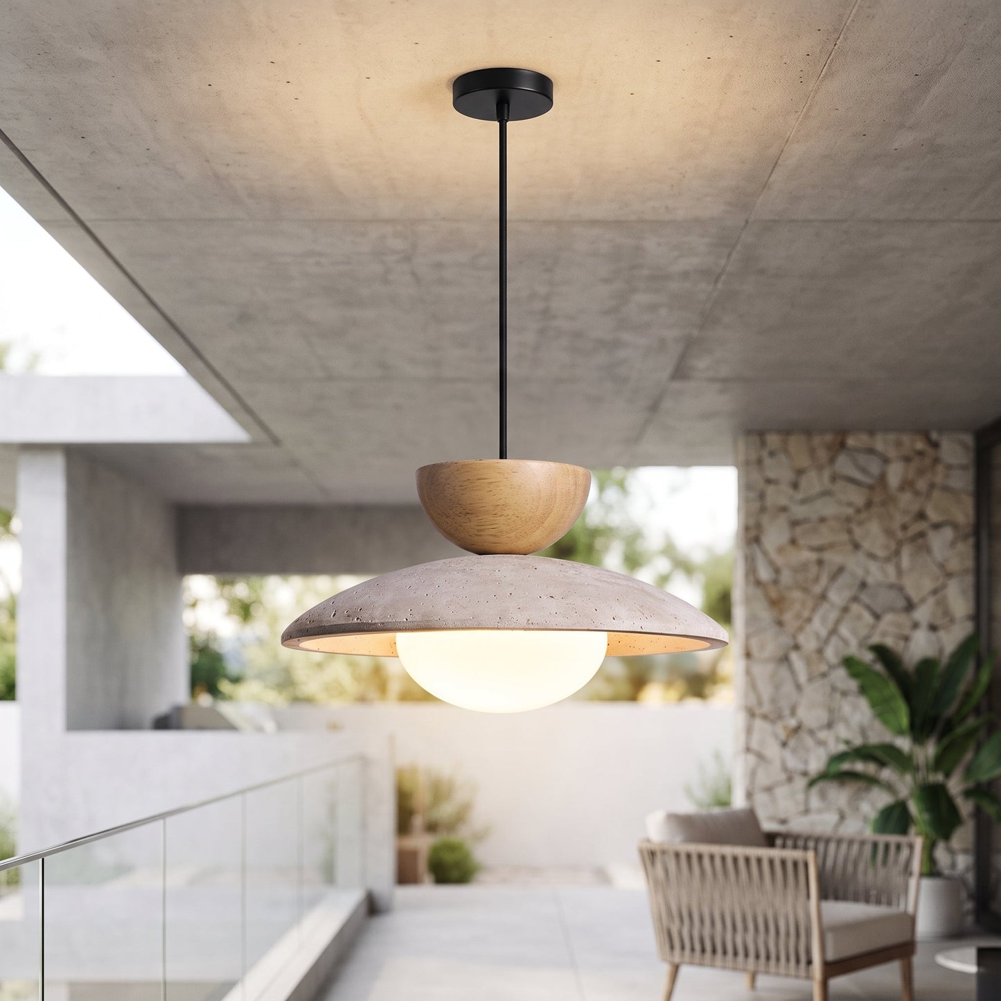 Lampada a Sospensione Moderna in Travertino per Interni Eleganti | Virestoq