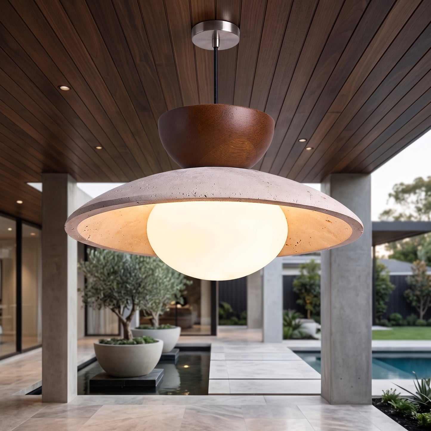 Lampada a Sospensione Moderna in Travertino per Interni Eleganti | Virestoq