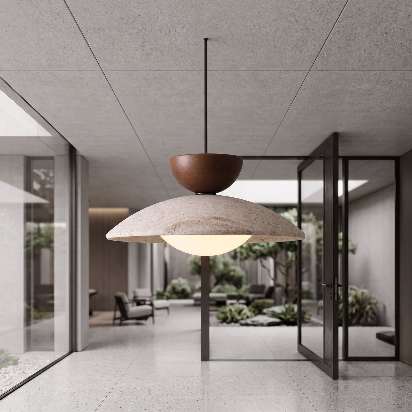 Lampada a Sospensione Moderna in Travertino per Interni Eleganti | Virestoq