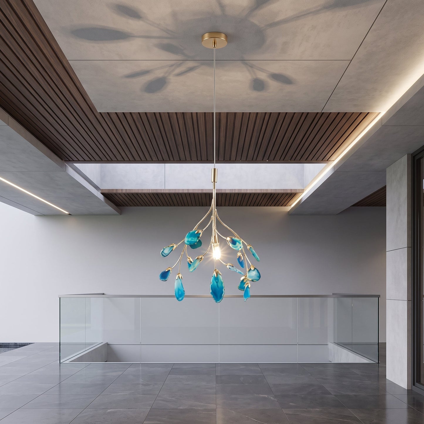 Lampadario Moderno Firefly con Rami in Agata | Bellaluce