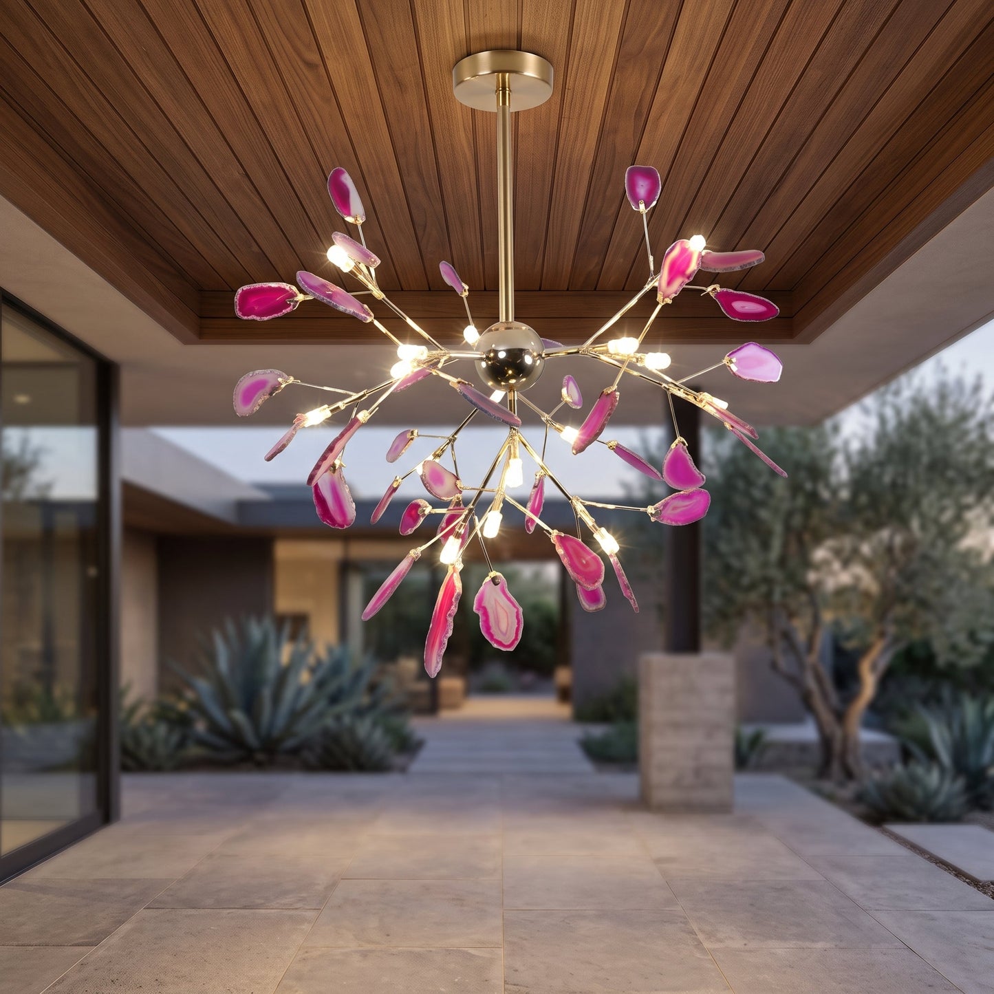 Lampadario Moderno Firefly con Rami in Agata | Bellaluce