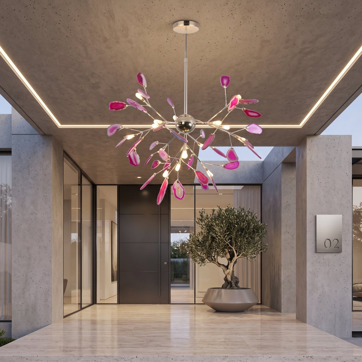 Lampadario Moderno Firefly con Rami in Agata | Bellaluce