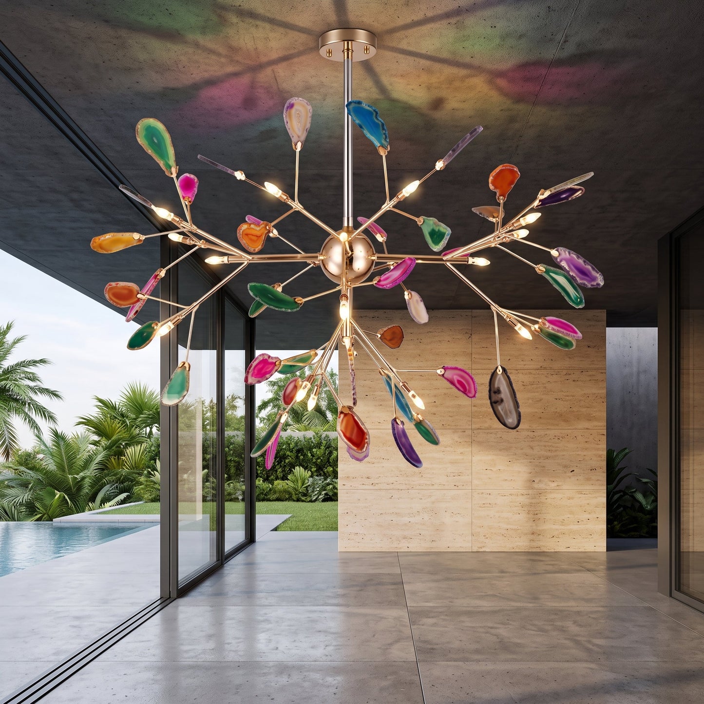Lampadario Moderno Firefly con Rami in Agata | Bellaluce