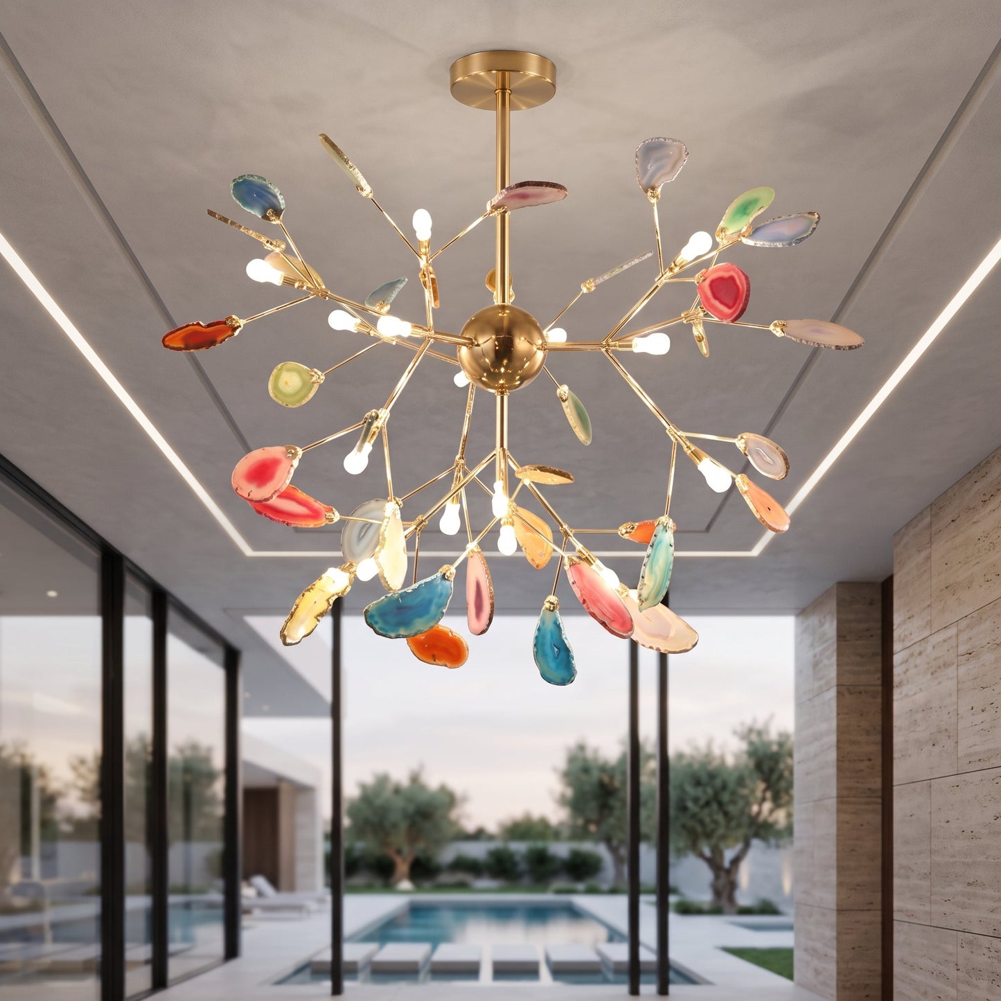 Lampadario Moderno Firefly con Rami in Agata | Bellaluce