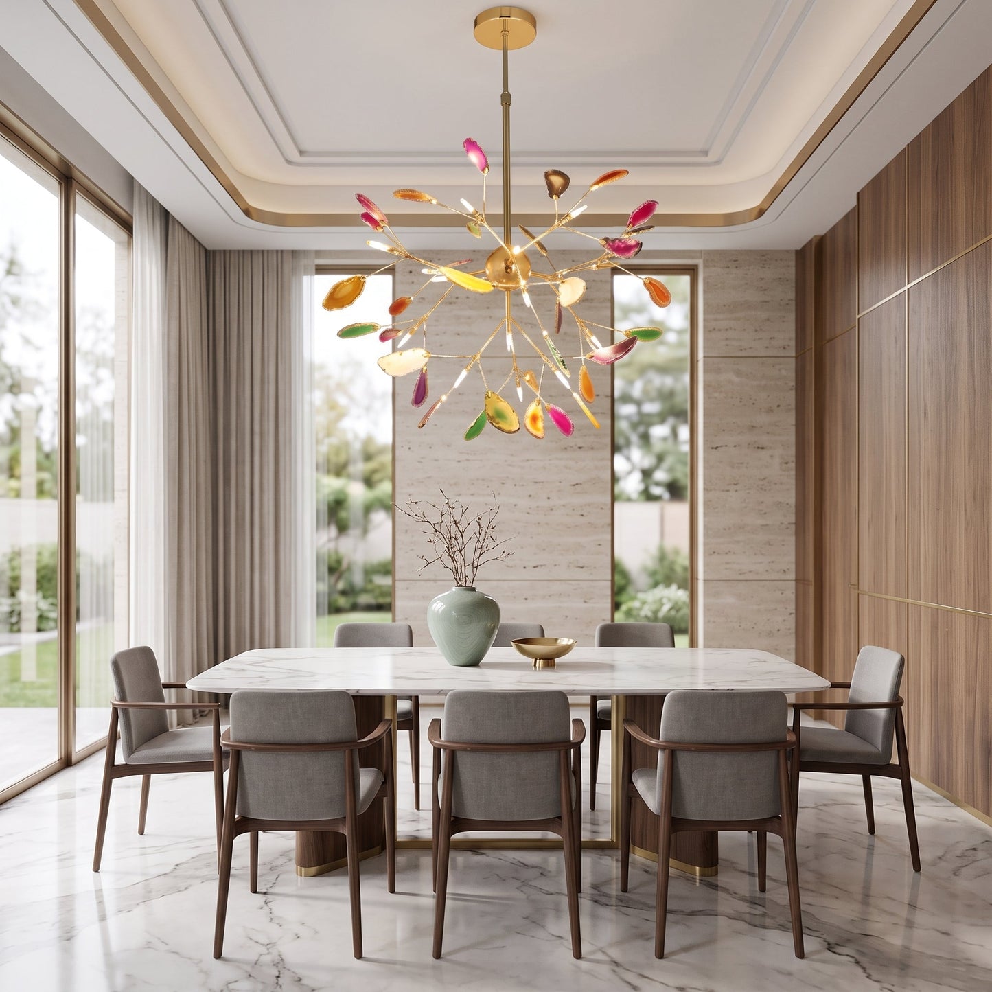 Lampadario Moderno Firefly con Rami in Agata | Bellaluce