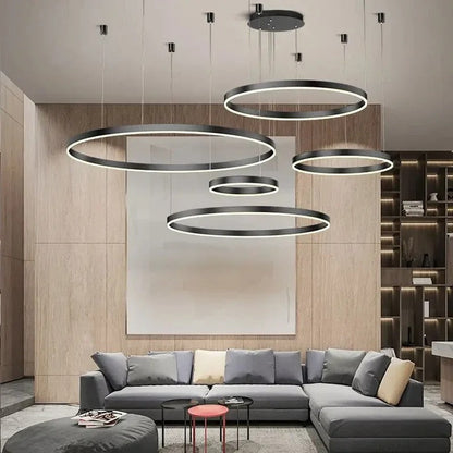 Lampada a Sospensione Moderna ad Anelli Spazzolati | LuceViva