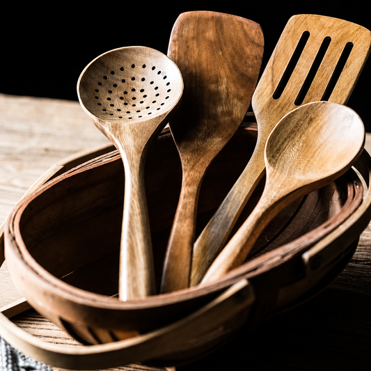 Set di Utensili da Cucina in Legno con Portautensili | Zyvarion