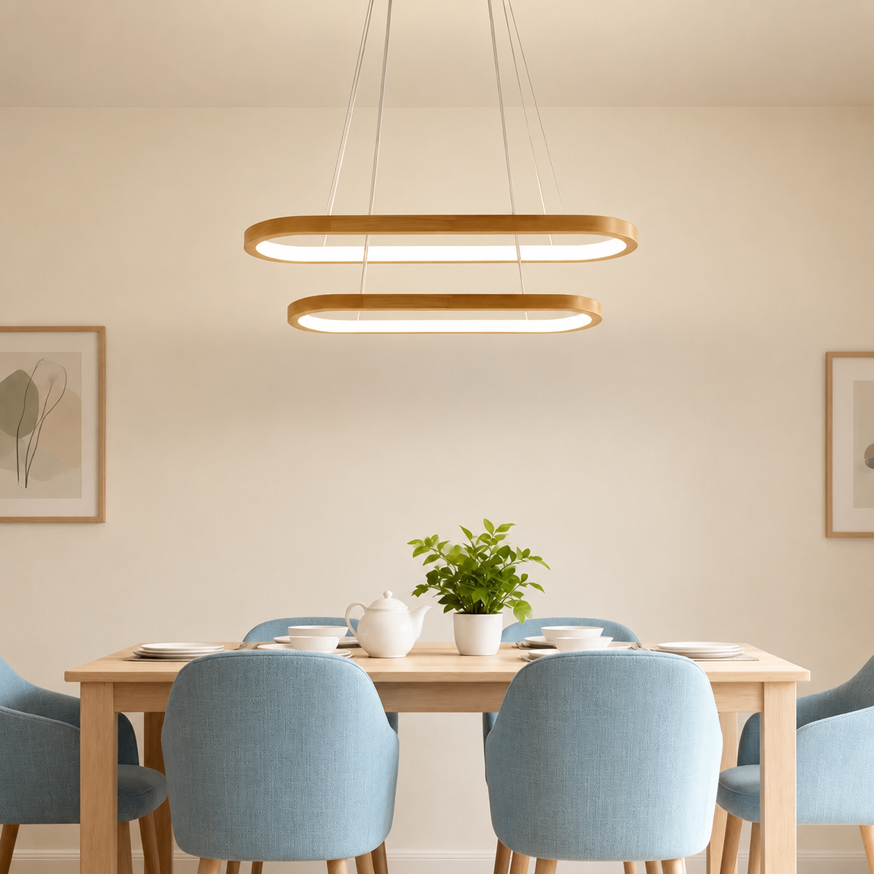 Lampada a Sospensione Ovale in Legno Massello | Legnaro