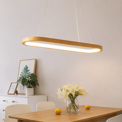 Lampada a Sospensione Ovale in Legno Massello | Legnaro