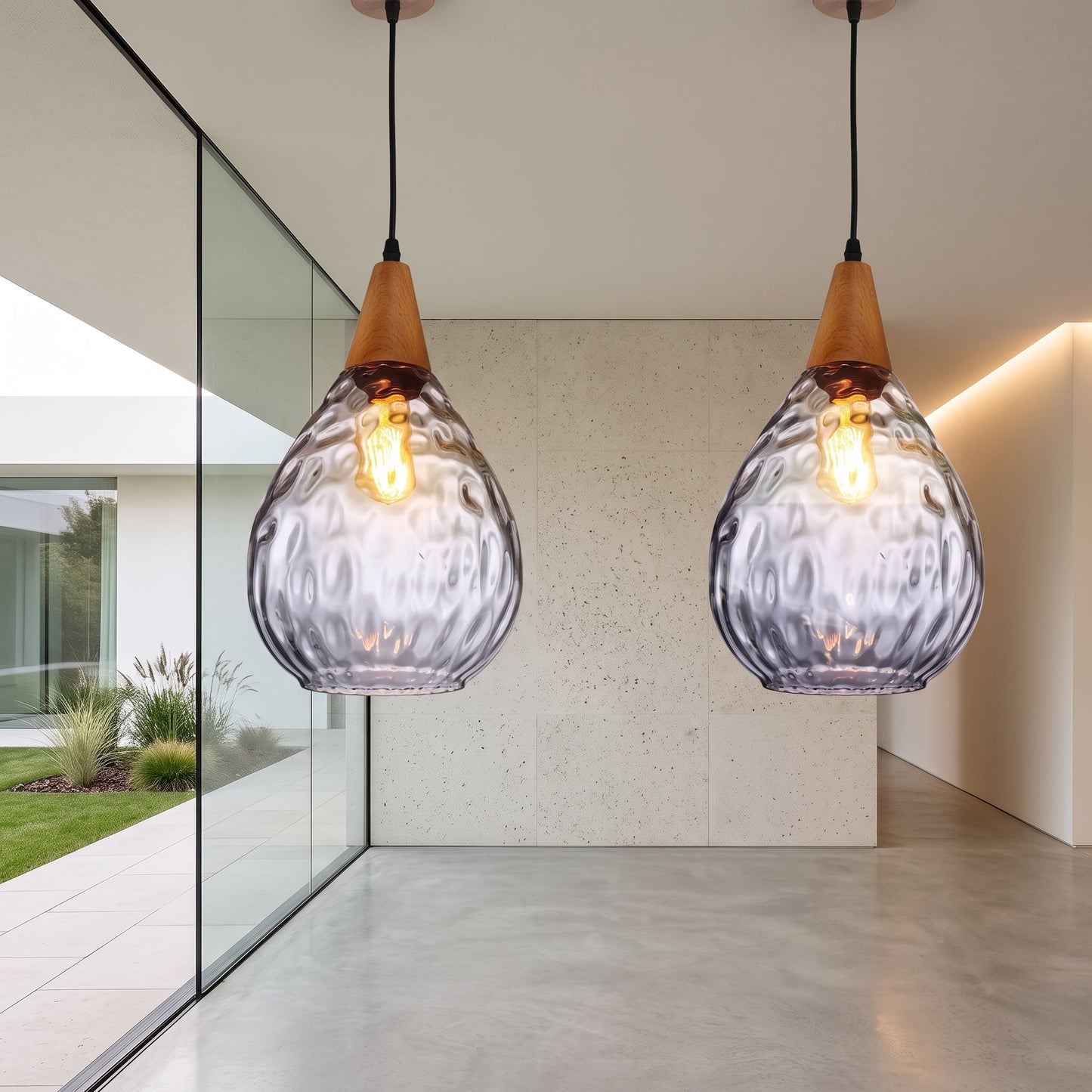 Lampada a Sospensione in Vetro Effetto Onde | Riviera