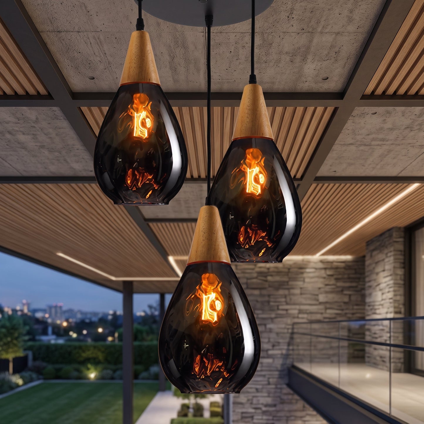 Lampada a Sospensione in Vetro Effetto Onde | Riviera