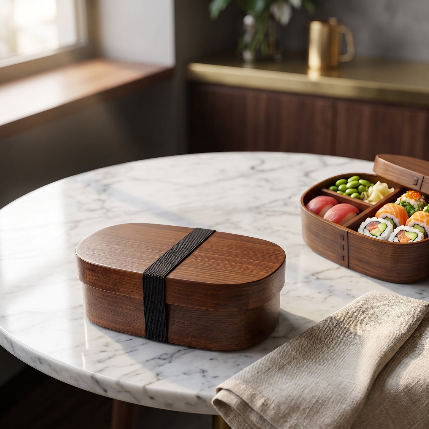 Lunch Box in Legno a Due Livelli con Accessori per Pasti | Pranzella