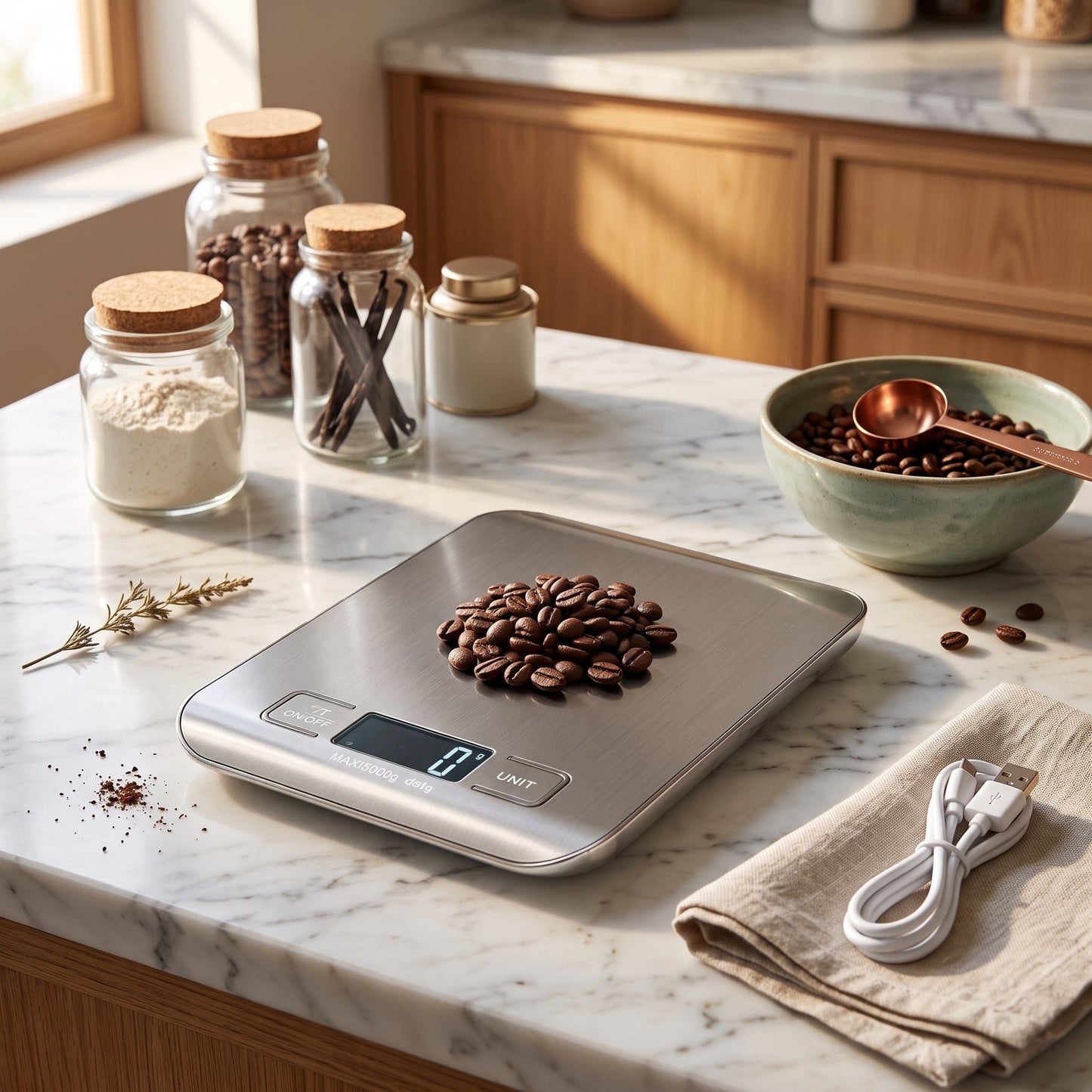 Bilancia Digitale da Cucina LCD con Ricarica USB ad Alta Precisione | Pesatura