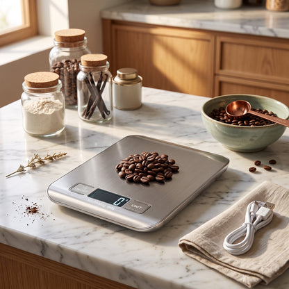 Bilancia Digitale da Cucina LCD con Ricarica USB ad Alta Precisione | Pesatura