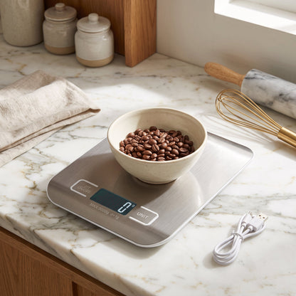 Bilancia Digitale da Cucina LCD con Ricarica USB ad Alta Precisione | Pesatura
