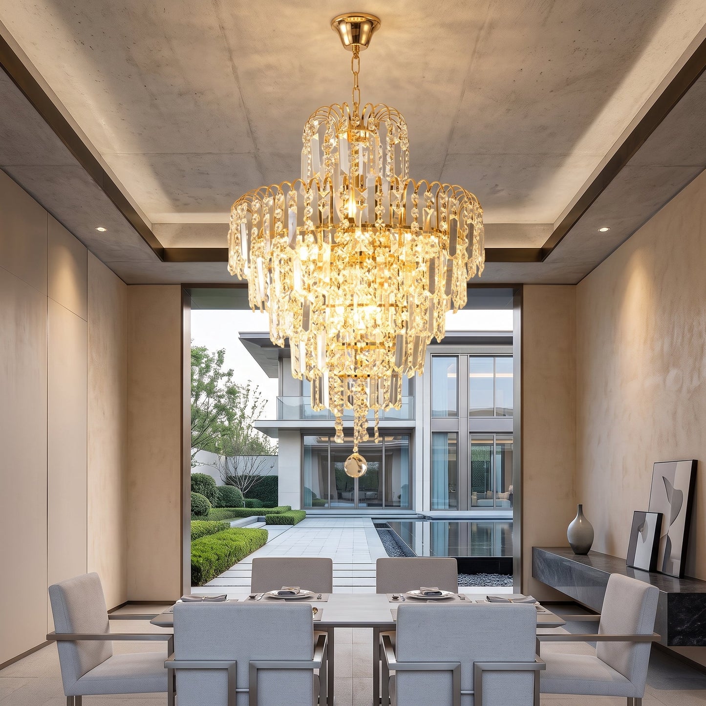 Lampadario LED Moderno da Soffitto in Cristallo | Cristalluce