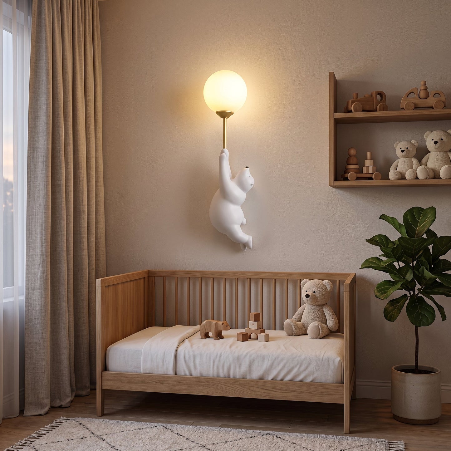 Applique LED Orso Polare Cartoon per Camerette Moderne | Lumivento
