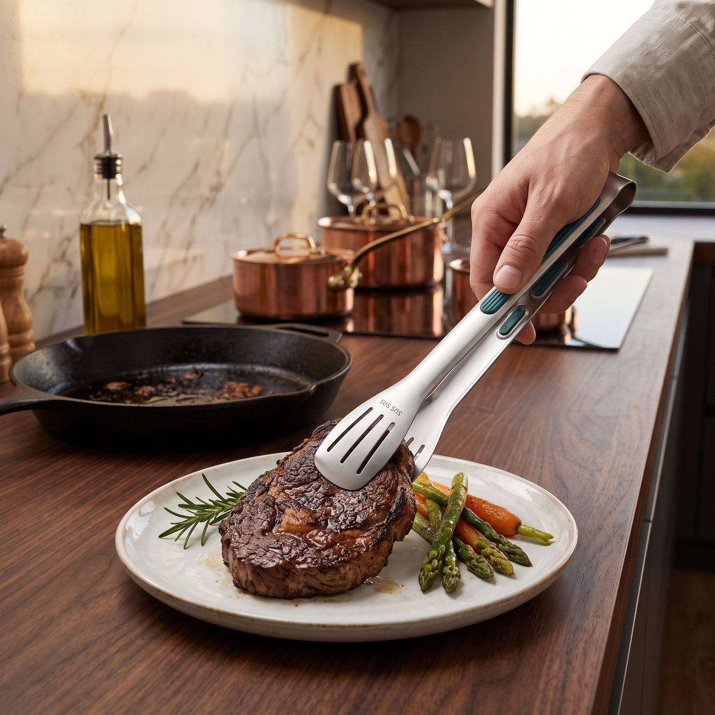 Pinza da Cucina Antiscivolo in Acciaio Inossidabile per Servire e Cucinare | Ferravio