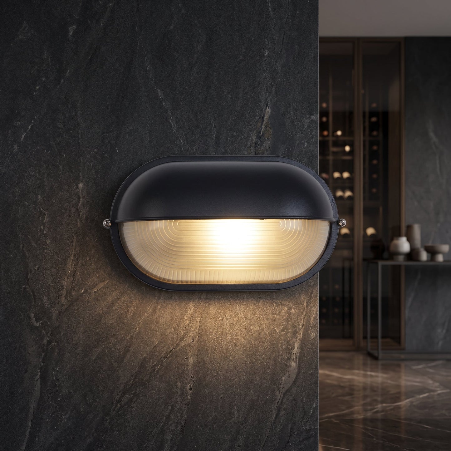 Applique LED da Esterno Vintage Nero con Design Retrò in Vetro | Casaluce